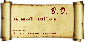 Balaskó Dókus névjegykártya